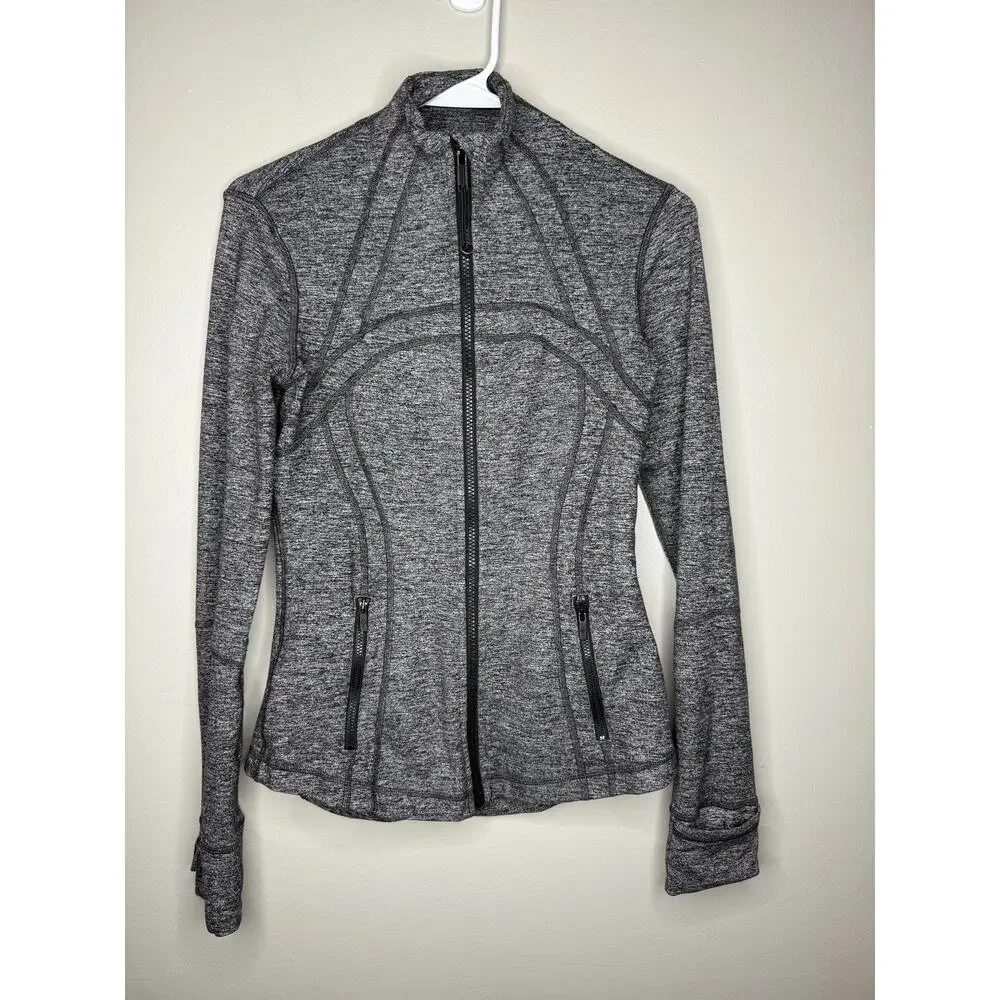 Lululemon Define Jacket Heathered Gray Full Zip Thumbholes Size 6